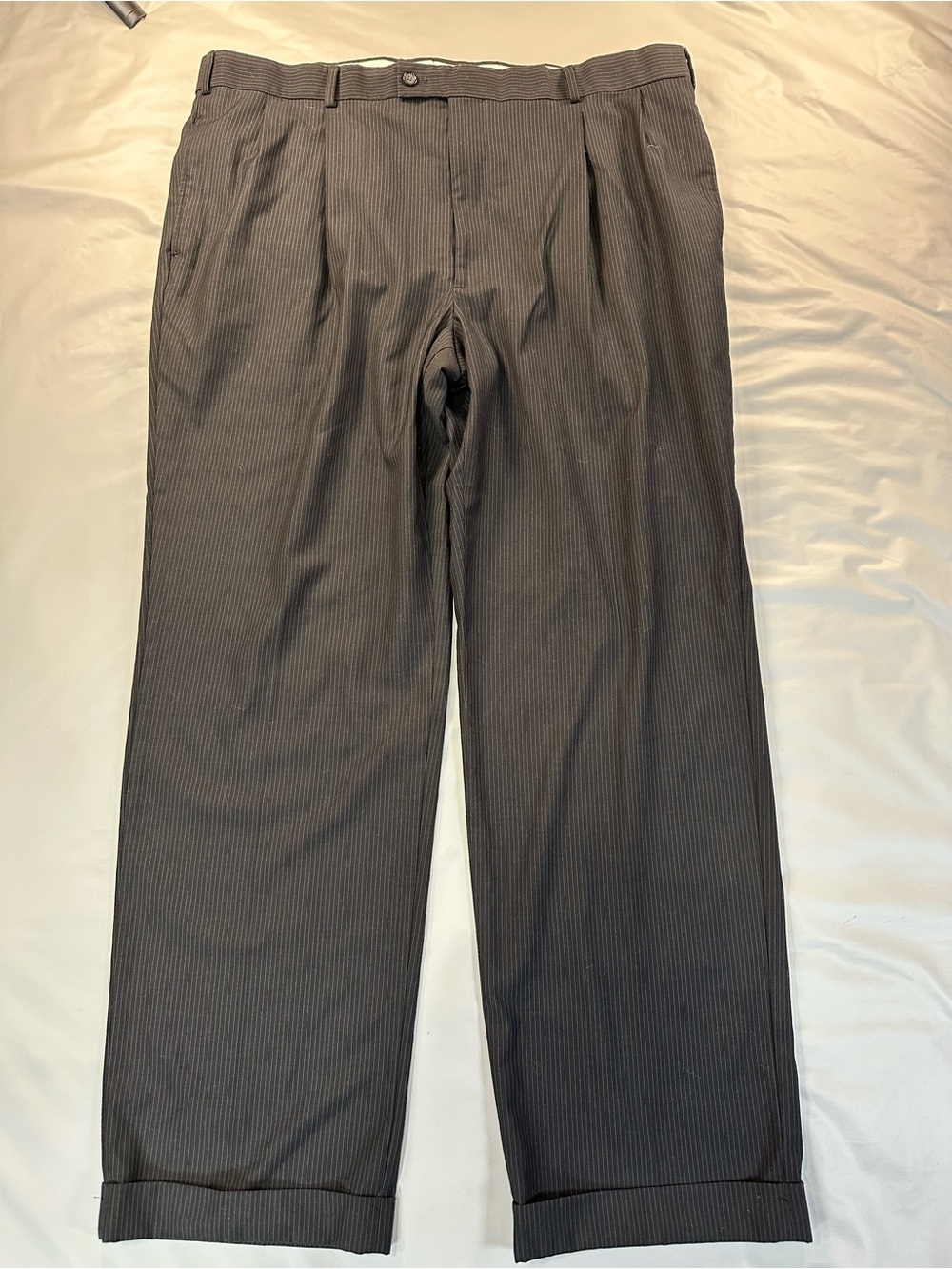 Men's Tailored Black Pinstripe Dress Pants 42x32